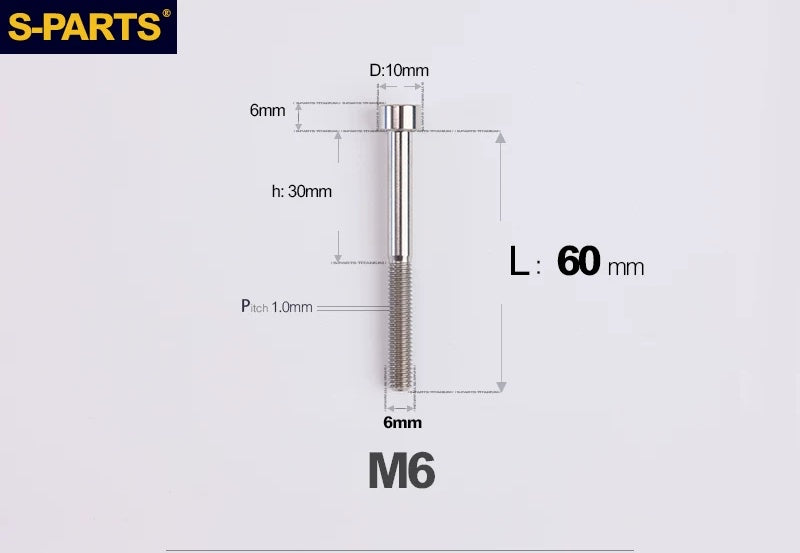 SPARTS M6×30–70mm Titanium Socket Head Cap Screws for Motorcycles