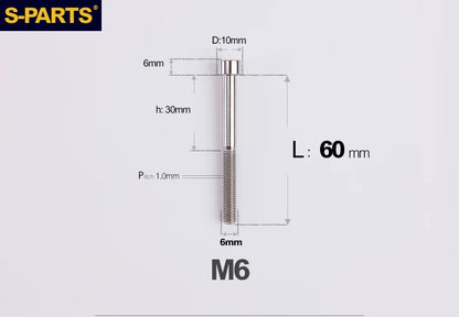 SPARTS M6×30–70mm Titanium Socket Head Cap Screws for Motorcycles