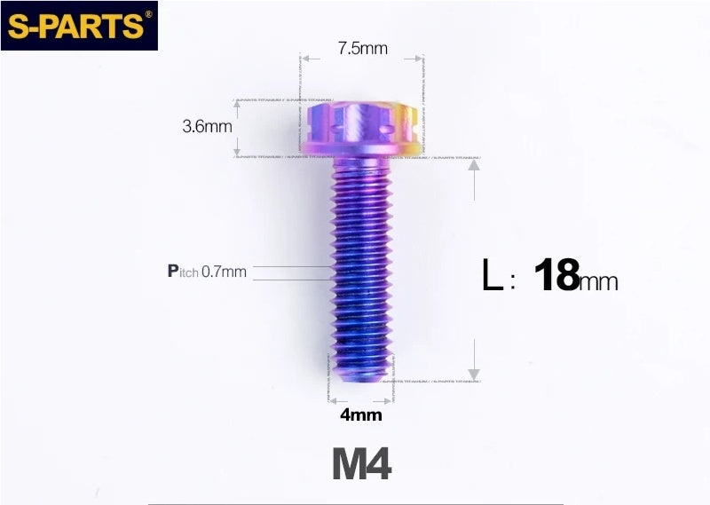 SPARTS M4 ×6 –50mm Titanium Torx Flange Head Bolts