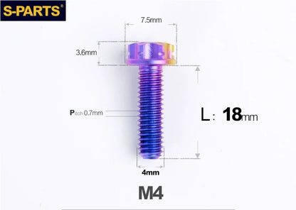 SPARTS M4 ×6 –50mm Titanium Torx Flange Head Bolts