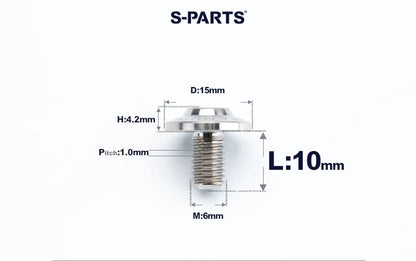 SPARTS M6×8–45mm D15 Titanium Button Head Bolts for Motorcycles