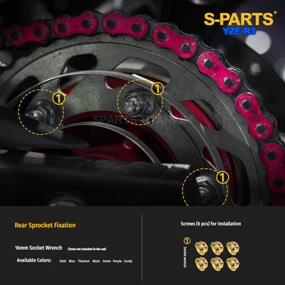 Yamaha YZF-R3 Race-Inspired Titanium Rear Brake & Sprocket Bolts | SPARTS