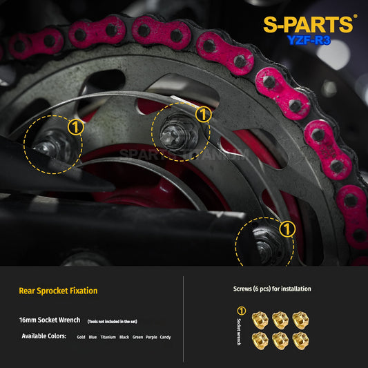 Yamaha YZF-R3 Race-Inspired Titanium Rear Brake & Sprocket Bolts | SPARTS
