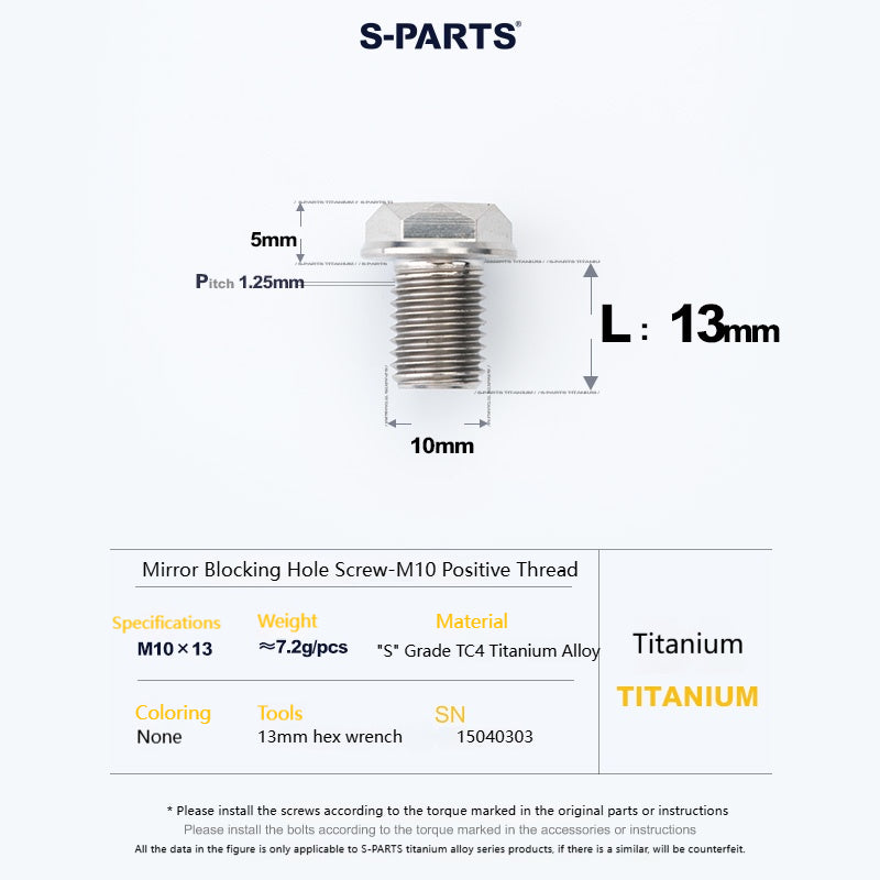 SPARTS Titanium MirrorMotorcycle Rearview Mirror Bolts· M8/M10