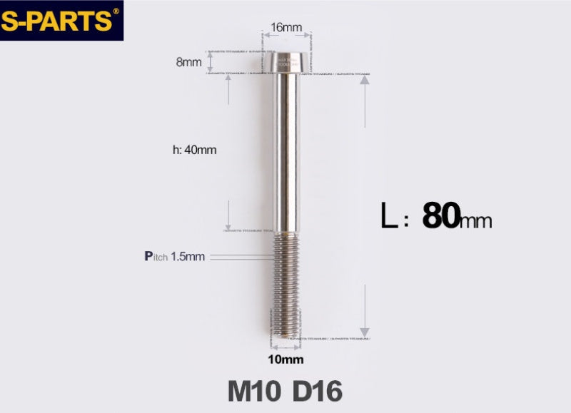 SPARTS Titanium Anti-Theft Fasteners M10×L20-80 D16 P1.5 – Brake Caliper Locking Screw for Motorcycle