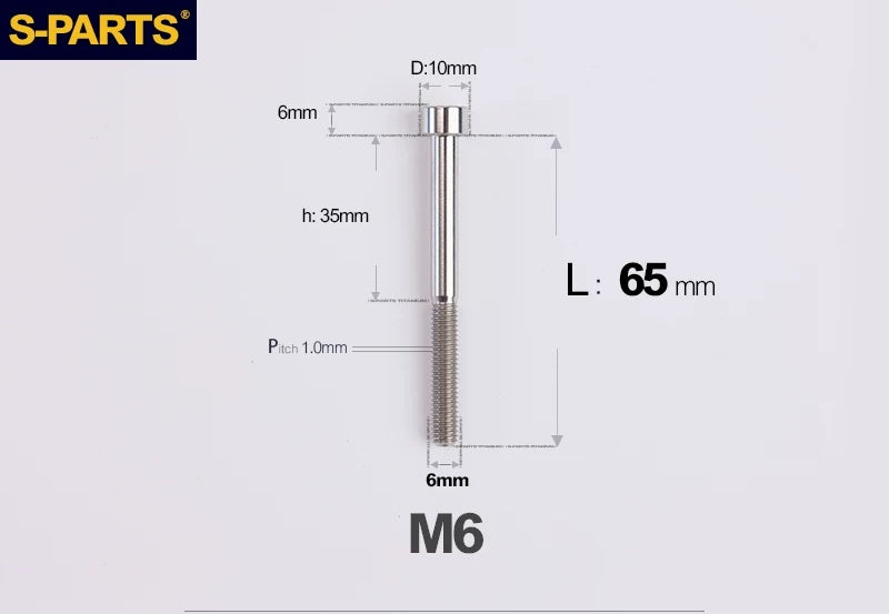 SPARTS M6×30–70mm Titanium Socket Head Cap Screws for Motorcycles