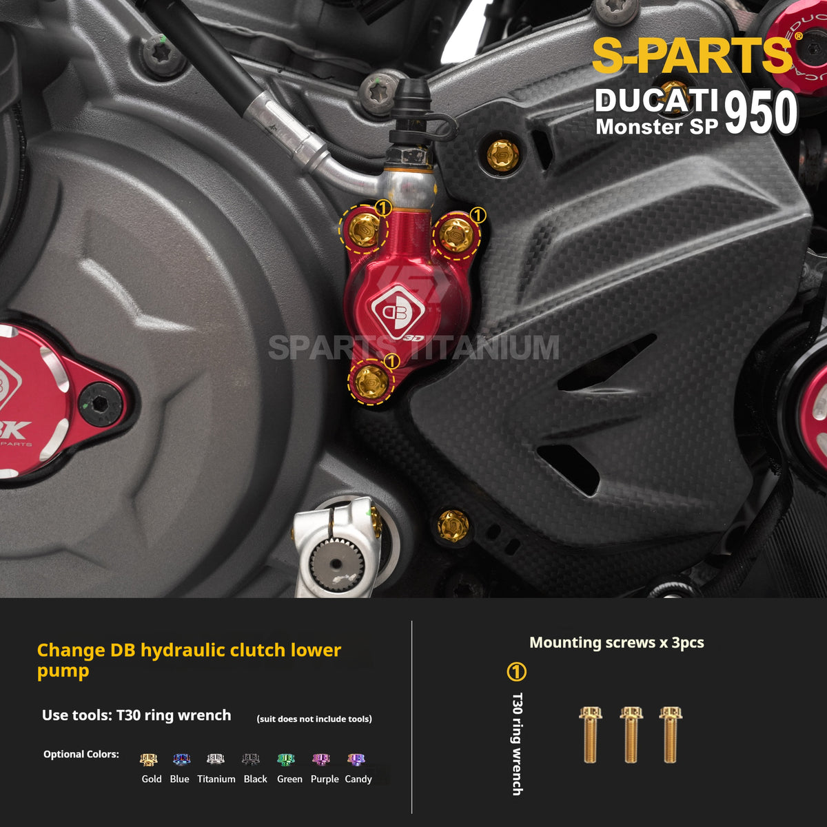 SPARTS Titanium Bolt Kit for Ducati New Monster SP 950 – CNC Titanium Upgrade Kit