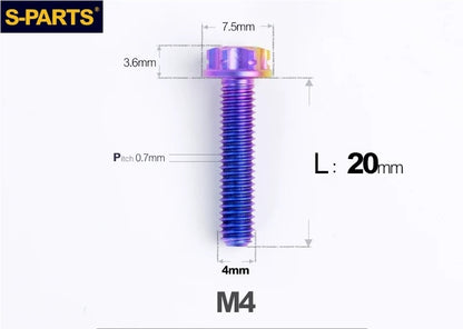 SPARTS M4 ×6 –50mm Titanium Torx Flange Head Bolts