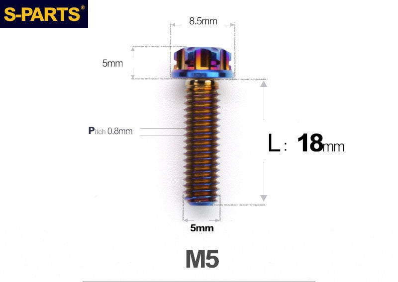 SPARTS M5×6-95mm Standard Head Screw Titanium Bolt for Motorcycle Modification