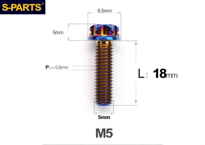 SPARTS M5×6-95mm Standard Head Screw Titanium Bolt for Motorcycle Modification