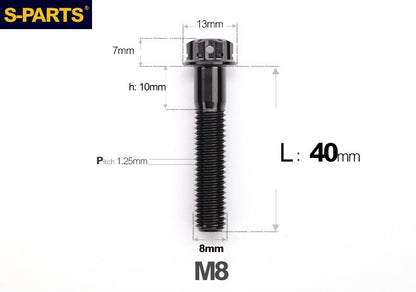 SPARTS M8 A3 Titanium Bolts TC4 Standard Head Fasteners