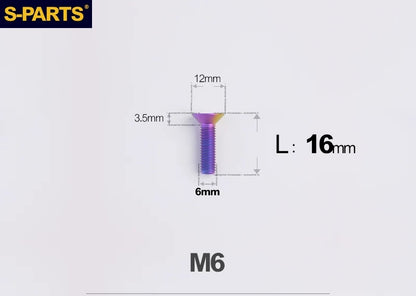 SPARTS M6×10–65mm Titanium Torx Countersunk Bolts for Motorcycle Frames