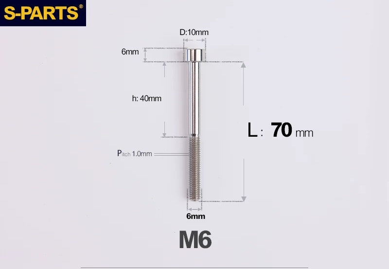 SPARTS M6×30–70mm Titanium Socket Head Cap Screws for Motorcycles