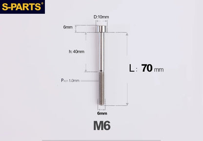 SPARTS M6×30–70mm Titanium Socket Head Cap Screws for Motorcycles