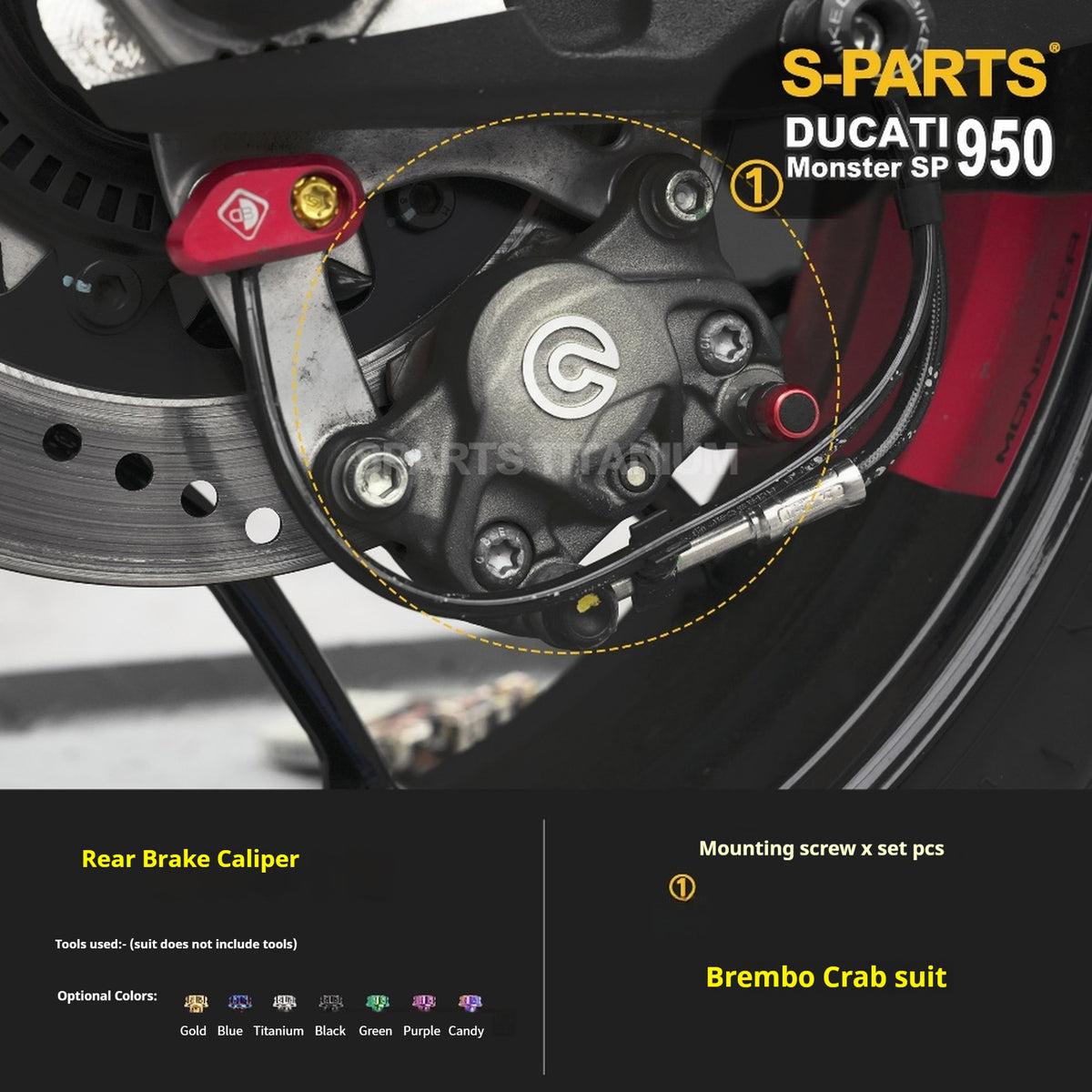 SPARTS Titanium Bolt Kit for Ducati New Monster SP 950 – CNC Titanium Upgrade Kit