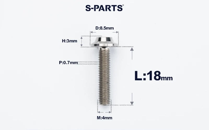 SPARTS M4✖️6–30mm D8.5 Titanium Torx Flanged Button Head Bolts