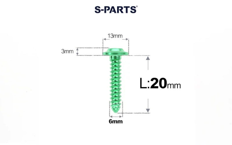 SPARTS M6 Titanium Flanged Button Head Self-Tapping Bolt D13
