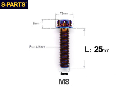 SPARTS M8 A3 Titanium Bolts TC4 Standard Head Fasteners