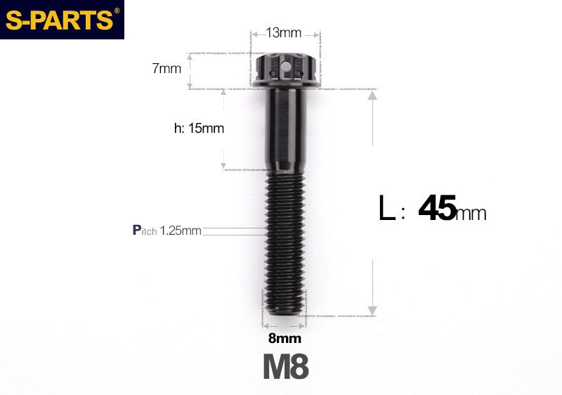 SPARTS M8 A3 Titanium Bolts TC4 Standard Head Fasteners