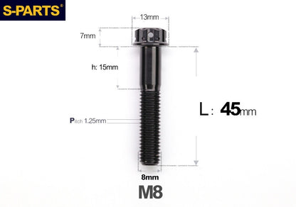 SPARTS M8 A3 Titanium Bolts TC4 Standard Head Fasteners