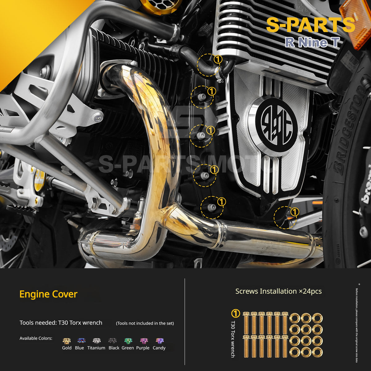 S-PARTS Premium Titanium Engine & Exhaust Bolt Kit for BMW R nineT