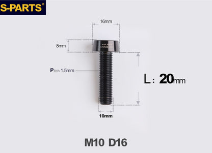 SPARTS Titanium Anti-Theft Fasteners M10×L20-80 D16 P1.5 – Brake Caliper Locking Screw for Motorcycle