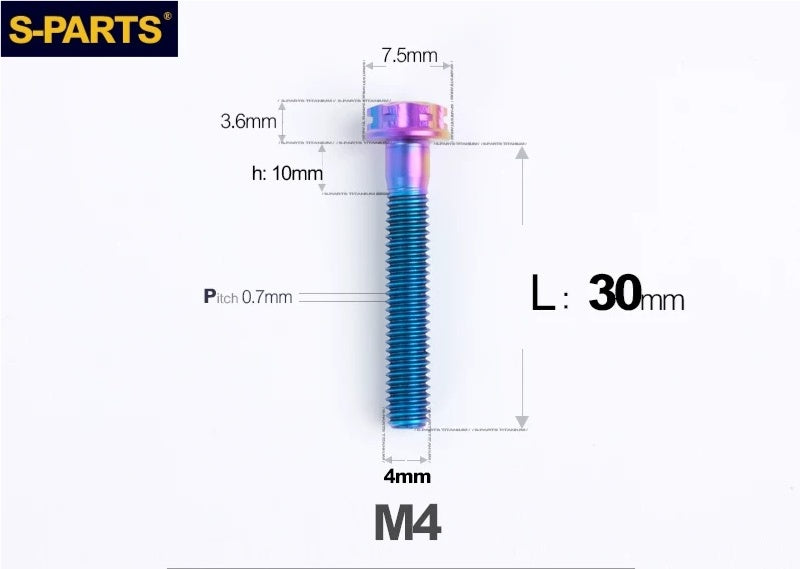 SPARTS M4 ×6 –50mm Titanium Torx Flange Head Bolts
