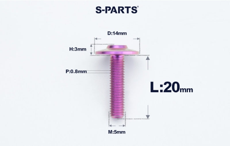SPARTS A3 M5×L12-20  D14 Titanium Button Head Bolts for Motorcycle Upgrades