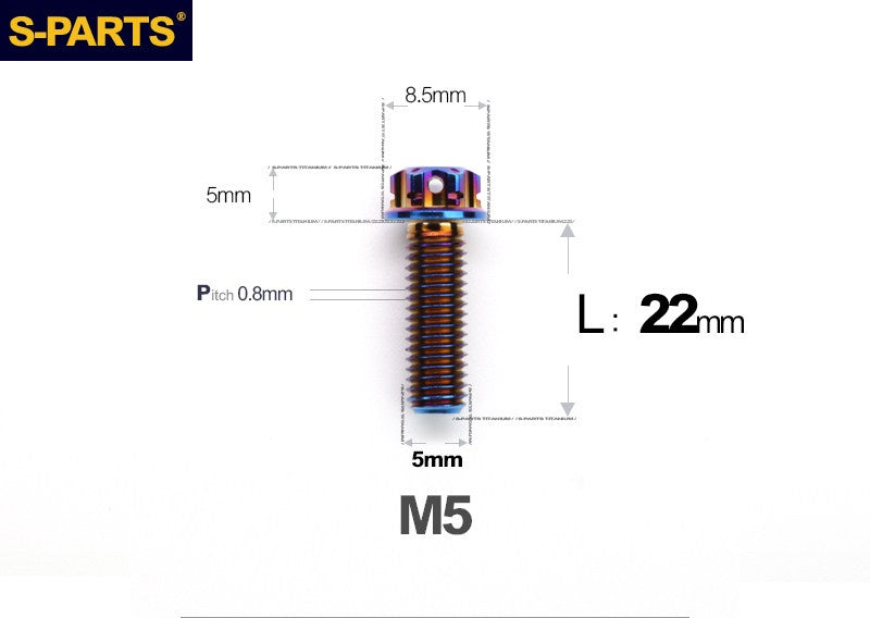 SPARTS M5×6-95mm Standard Head Screw Titanium Bolt for Motorcycle Modification
