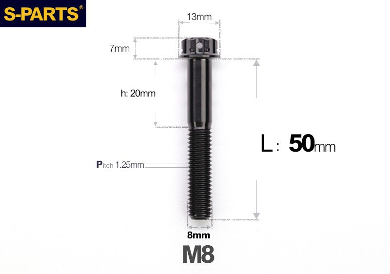 SPARTS M8 A3 Titanium Bolts TC4 Standard Head Fasteners