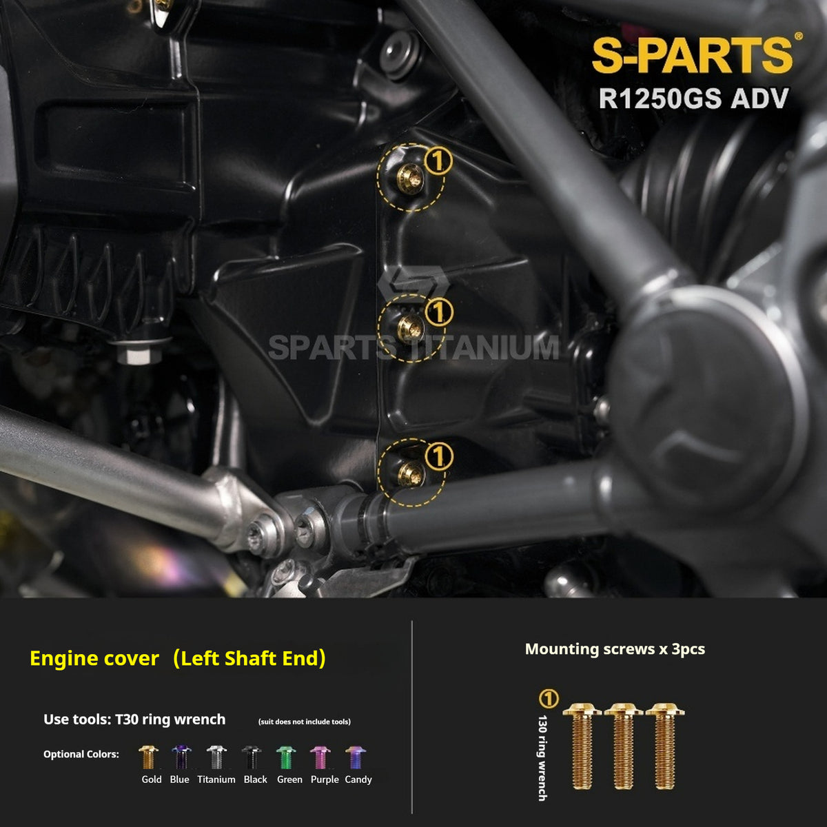SPARTS Titanium Bolt Kit for BMW R 1250GS ADV – CNC Titanium Upgrade Kit