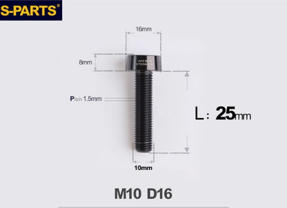 SPARTS Titanium Anti-Theft Fasteners M10×L20-80 D16 P1.5 – Brake Caliper Locking Screw for Motorcycle