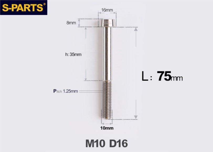 SPARTSTitanium Anti-Theft Fasteners M10×L20-80 D16 P1.25 – Brake Caliper Locking Screw for Motorcycle