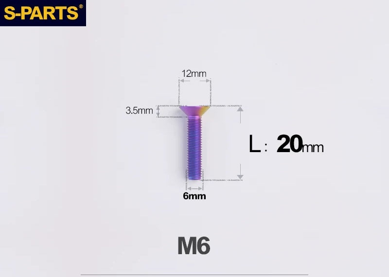 SPARTS M6×10–65mm Titanium Torx Countersunk Bolts for Motorcycle Frames