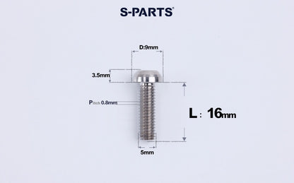 SPARTS A2 M5 Titanium Button Head Bolts for Bicycle Brake Caliper Upgrades Ultra-Light Fasteners