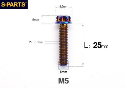 SPARTS M5×6-95mm Standard Head Screw Titanium Bolt for Motorcycle Modification