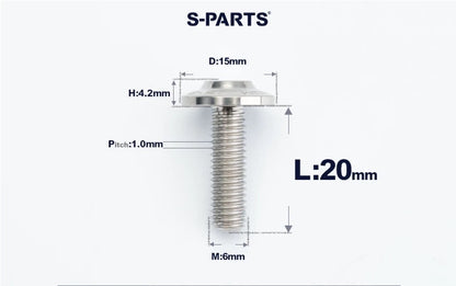 SPARTS M6×8–45mm D15 Titanium Button Head Bolts for Motorcycles