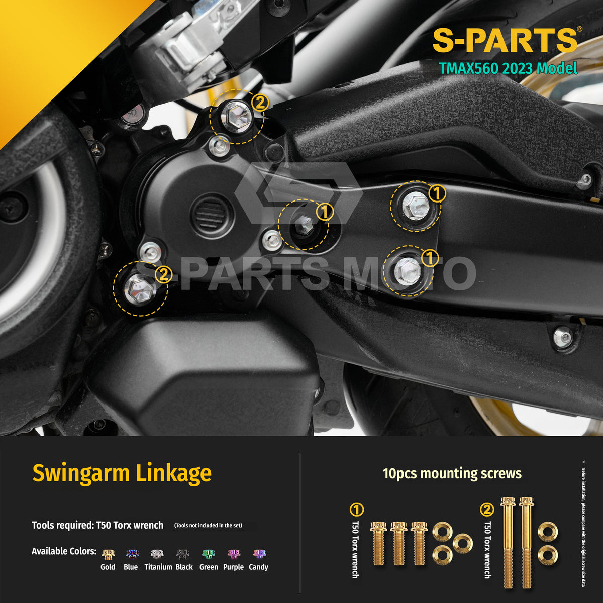 SPARTS Titanium Bolt Kit for Yamaha TMAX560 2023-Rear / Drive / Exhaust System
