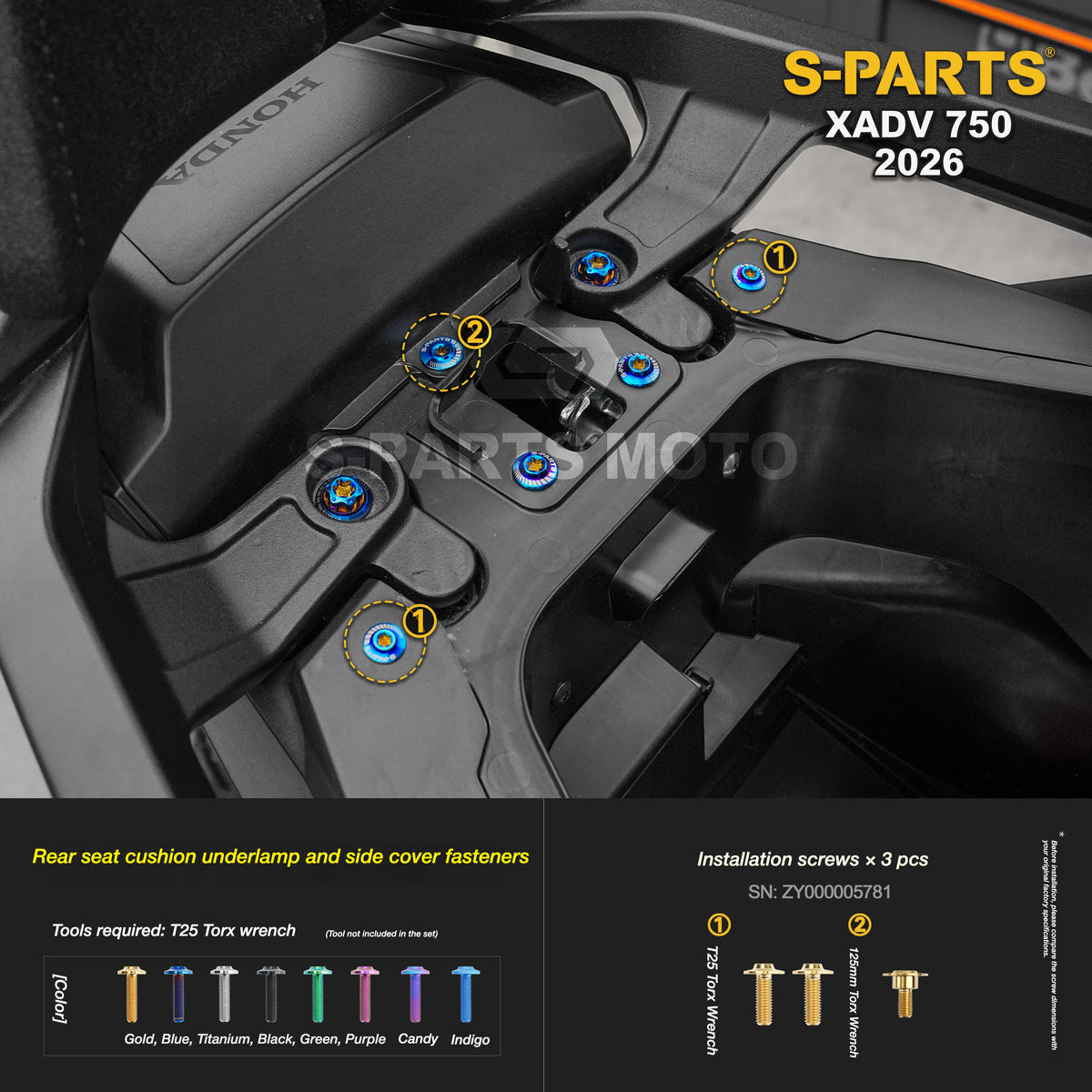 SPARTS Titanium Bolt Kit for Honda X-ADV 750 2026 Bodywork Fasteners