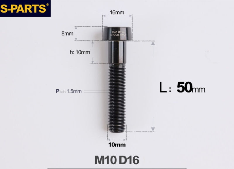 SPARTS Titanium Anti-Theft Fasteners M10×L20-80 D16 P1.5 – Brake Caliper Locking Screw for Motorcycle
