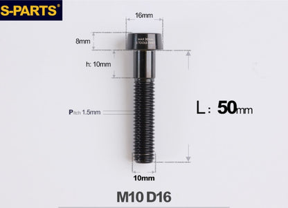 SPARTS Titanium Anti-Theft Fasteners M10×L20-80 D16 P1.5 – Brake Caliper Locking Screw for Motorcycle