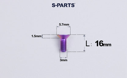 SPARTS Series M3 L6-30 Countersunk Titanium Bolt for motocycle