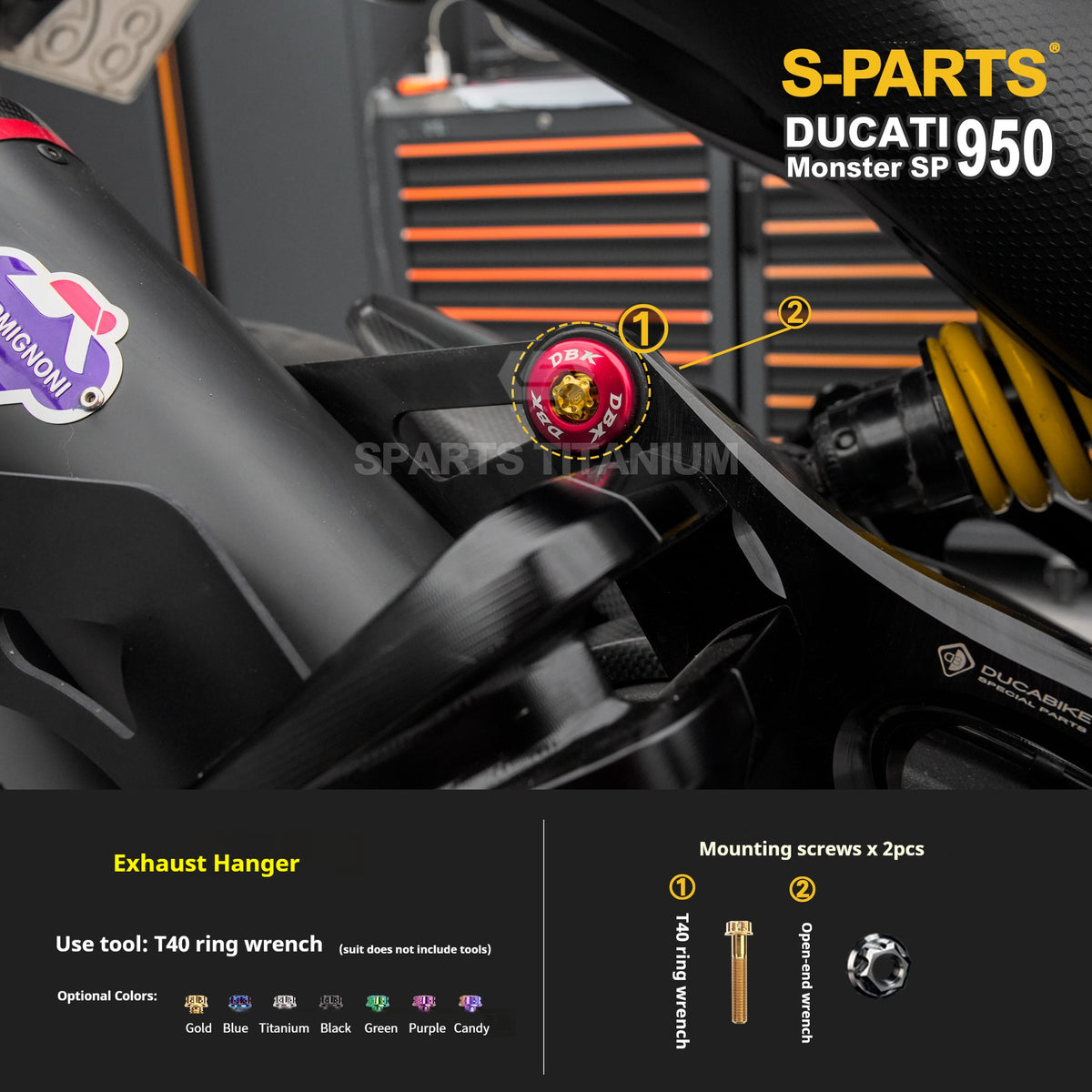 SPARTS Titanium Bolt Kit for Ducati New Monster SP 950 – CNC Titanium Upgrade Kit