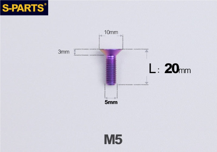 SPARTS M5×8-50mm Countersunk Titanium Alloy Bolt