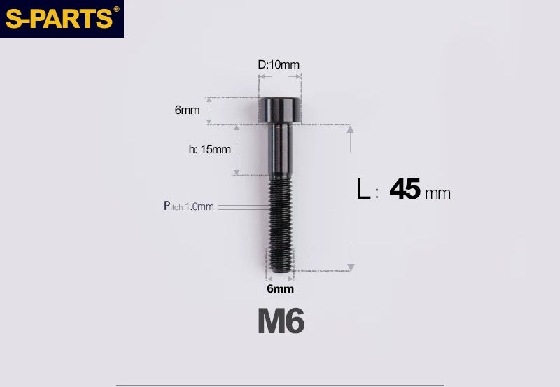 SPARTS M6×30–70mm Titanium Socket Head Cap Screws for Motorcycles