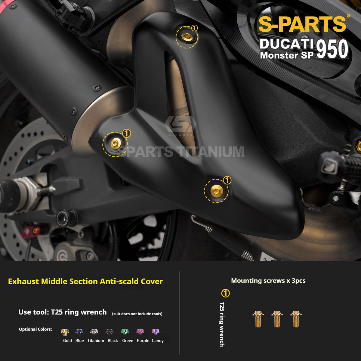 SPARTS Titanium Bolt Kit for Ducati New Monster SP 950 – CNC Titanium Upgrade Kit