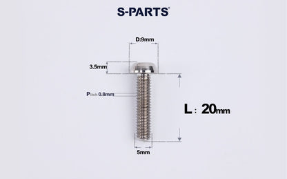 SPARTS A2 M5 Titanium Button Head Bolts for Bicycle Brake Caliper Upgrades Ultra-Light Fasteners