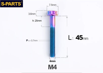 SPARTS M4 ×6 –50mm Titanium Torx Flange Head Bolts