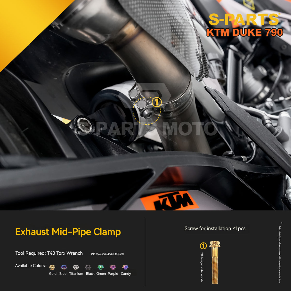 S-parts Titanium Engine Cover & Frame Bolt Kit for KTM DUKE 790 | Premium Grade 5 Power Hardware