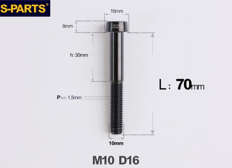SPARTS Titanium Anti-Theft Fasteners M10×L20-80 D16 P1.5 – Brake Caliper Locking Screw for Motorcycle